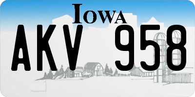 IA license plate AKV958