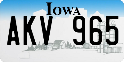 IA license plate AKV965