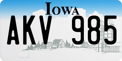 IA license plate AKV985