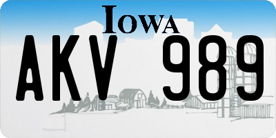 IA license plate AKV989
