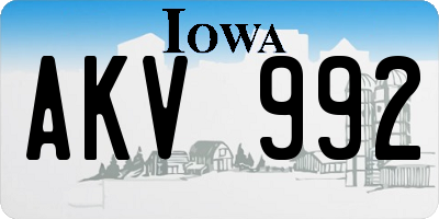 IA license plate AKV992