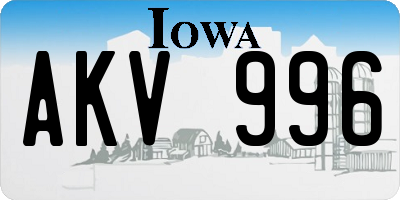 IA license plate AKV996