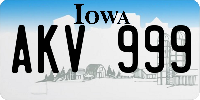 IA license plate AKV999