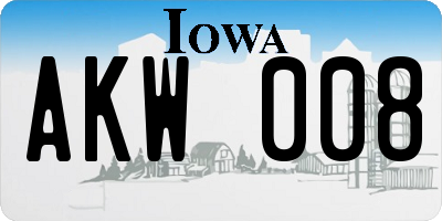 IA license plate AKW008