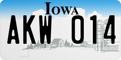 IA license plate AKW014