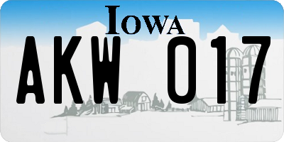 IA license plate AKW017