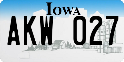 IA license plate AKW027