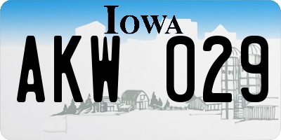IA license plate AKW029