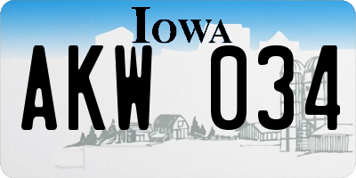 IA license plate AKW034