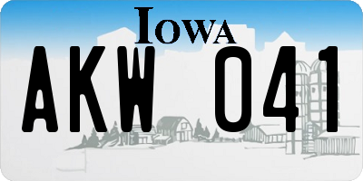 IA license plate AKW041