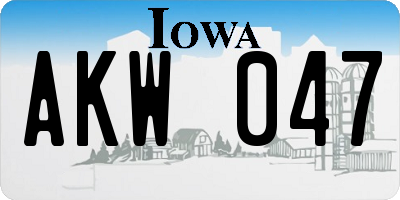 IA license plate AKW047
