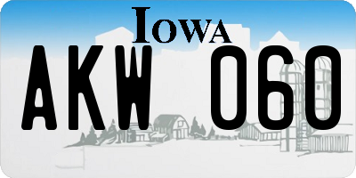 IA license plate AKW060