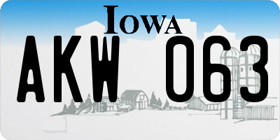 IA license plate AKW063