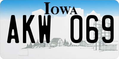 IA license plate AKW069
