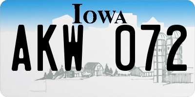 IA license plate AKW072