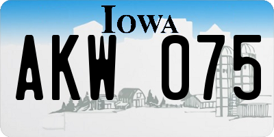IA license plate AKW075