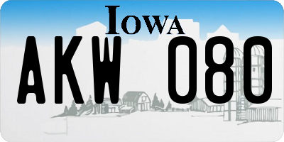 IA license plate AKW080