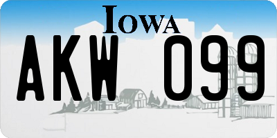 IA license plate AKW099