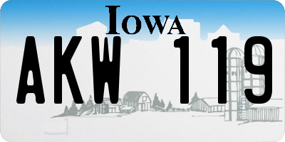 IA license plate AKW119