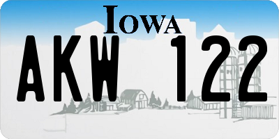 IA license plate AKW122