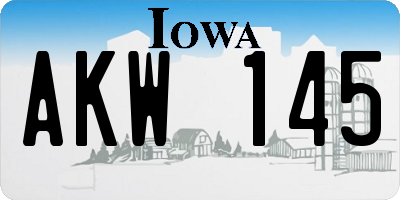 IA license plate AKW145