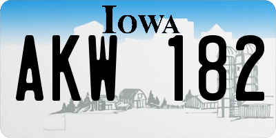 IA license plate AKW182
