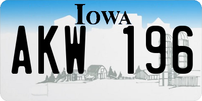 IA license plate AKW196