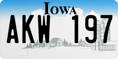 IA license plate AKW197