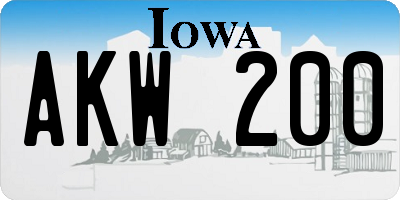 IA license plate AKW200