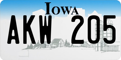 IA license plate AKW205