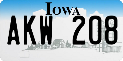 IA license plate AKW208