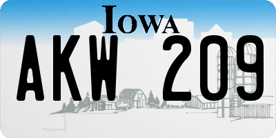 IA license plate AKW209