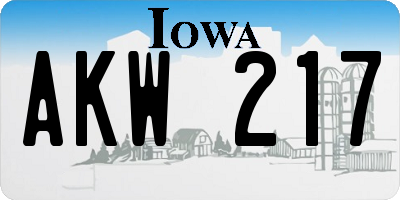 IA license plate AKW217