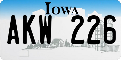 IA license plate AKW226