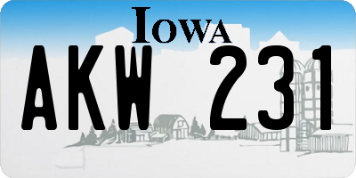 IA license plate AKW231