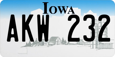 IA license plate AKW232