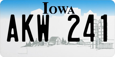 IA license plate AKW241
