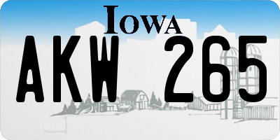 IA license plate AKW265