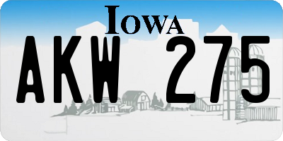 IA license plate AKW275