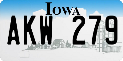 IA license plate AKW279