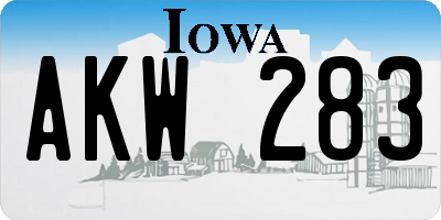 IA license plate AKW283