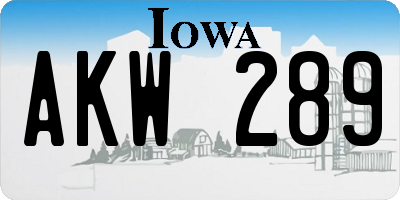 IA license plate AKW289