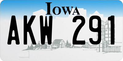 IA license plate AKW291