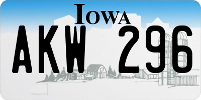 IA license plate AKW296