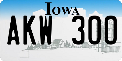 IA license plate AKW300
