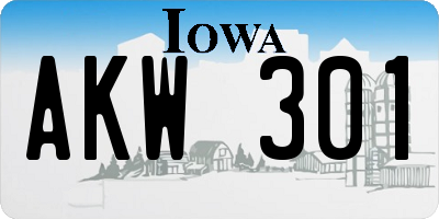 IA license plate AKW301