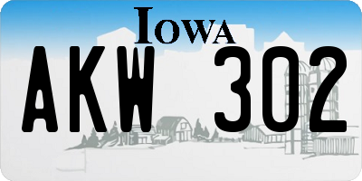 IA license plate AKW302