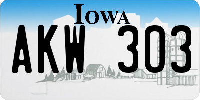 IA license plate AKW303