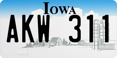 IA license plate AKW311