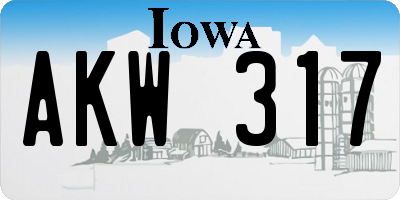 IA license plate AKW317